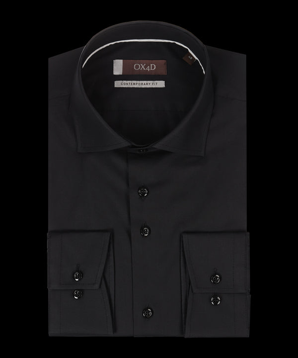 Zwart royal poplin overhemd